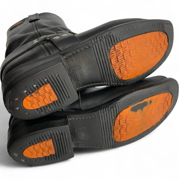 REV Black Square Toe Leather Harness Motorcycle Biker Boots Men's 10.5 - Picture 14 of 14